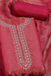Pink Tissue Hand Embroidered Unstitched Suit Set image number 1