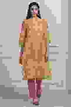 Yellow Cotton Printed Straight Kurta image number 5