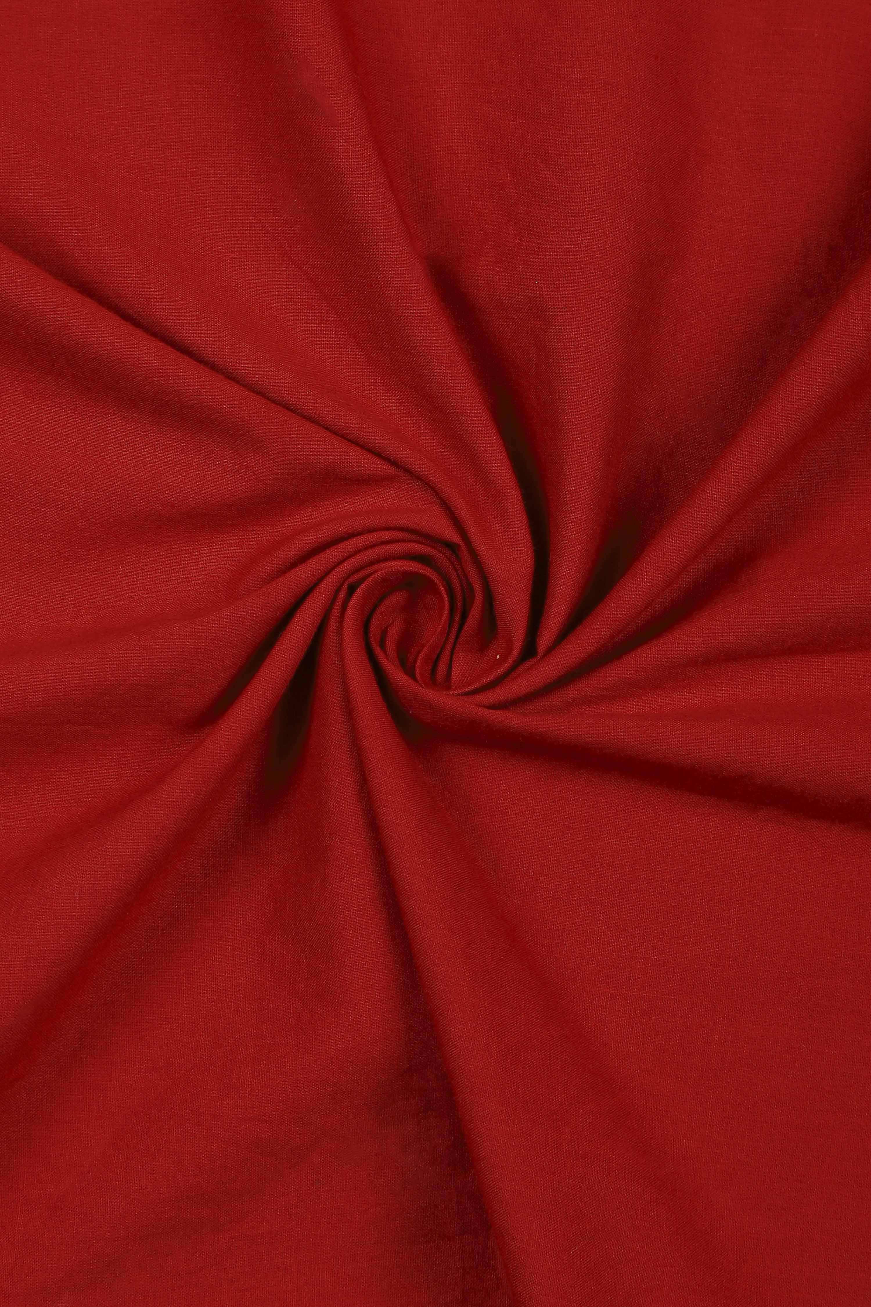 Red Cotton Printed Embroidered Unstitched Suit Set image number 2