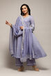 Blue Poly Cotton Anarkali Kurta Palazzo Suit Set image number 7