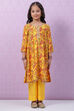 Yellow Poly Viscose Flared Straight Kurta Palazzo Suit Set image number 8