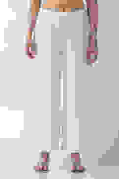 White Cotton Flared Palazzos image number 4