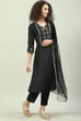 Black Art Silk Anarkali Kurta Pants Suit Set image number 6