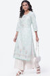 Aqua Blue Cotton Straight Suit Set image number 5