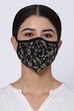 Black Cotton Embroidered Face Mask image number 0