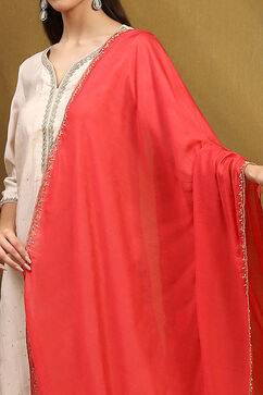 Pink Polyester Dupatta image number 1