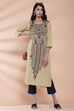 Blue Cotton Straight Printed Kurta image number 4