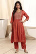 Yellow Polyester A Line Kurta image number 5