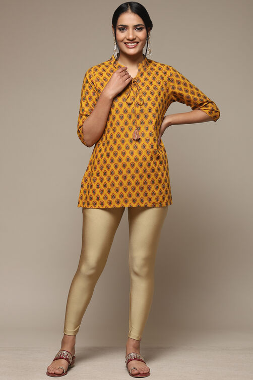 Dull Gold Spandex Solid Leggings image number 0