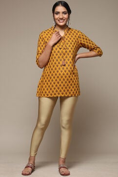 Dull Gold Spandex Solid Leggings image number 0