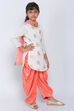 Ivory And Coral Straight Kurta Dhoti Salwar Suit Set image number 2