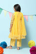 Yellow Nylon Gathered Embroidery Kurta Palazzo Suit Set