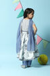 Off White Cotton Gathered Kurta Slim Pant Suit Set image number 4