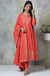 Green Cotton Kalidar Kurta Churidar Suit Set image number 4