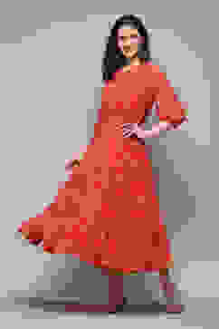 Red Polyester Tiered Dress image number 3