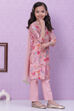 Pink Cotton Straight Kurta Regular Pant Suit Set image number 6