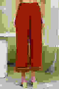 Red Dyed Straight Palazzos image number 5