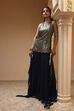 Navy Blue Art Silk Straight Sharara Set