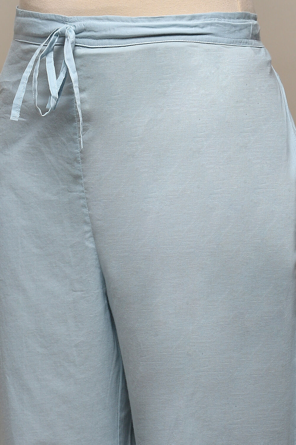 Powder Blue Cotton Straight Palazzo image number 1