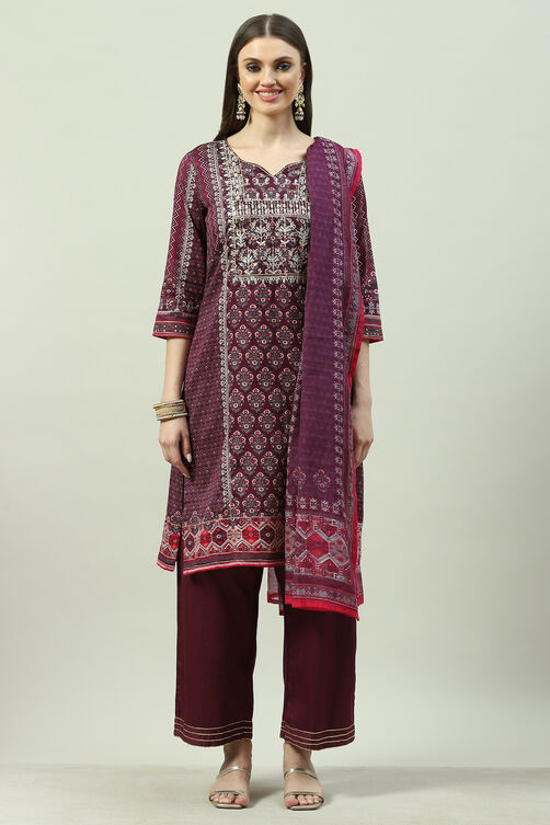 Charcoal Cotton Straight Kurta Slim Pants Suit Set image number 7