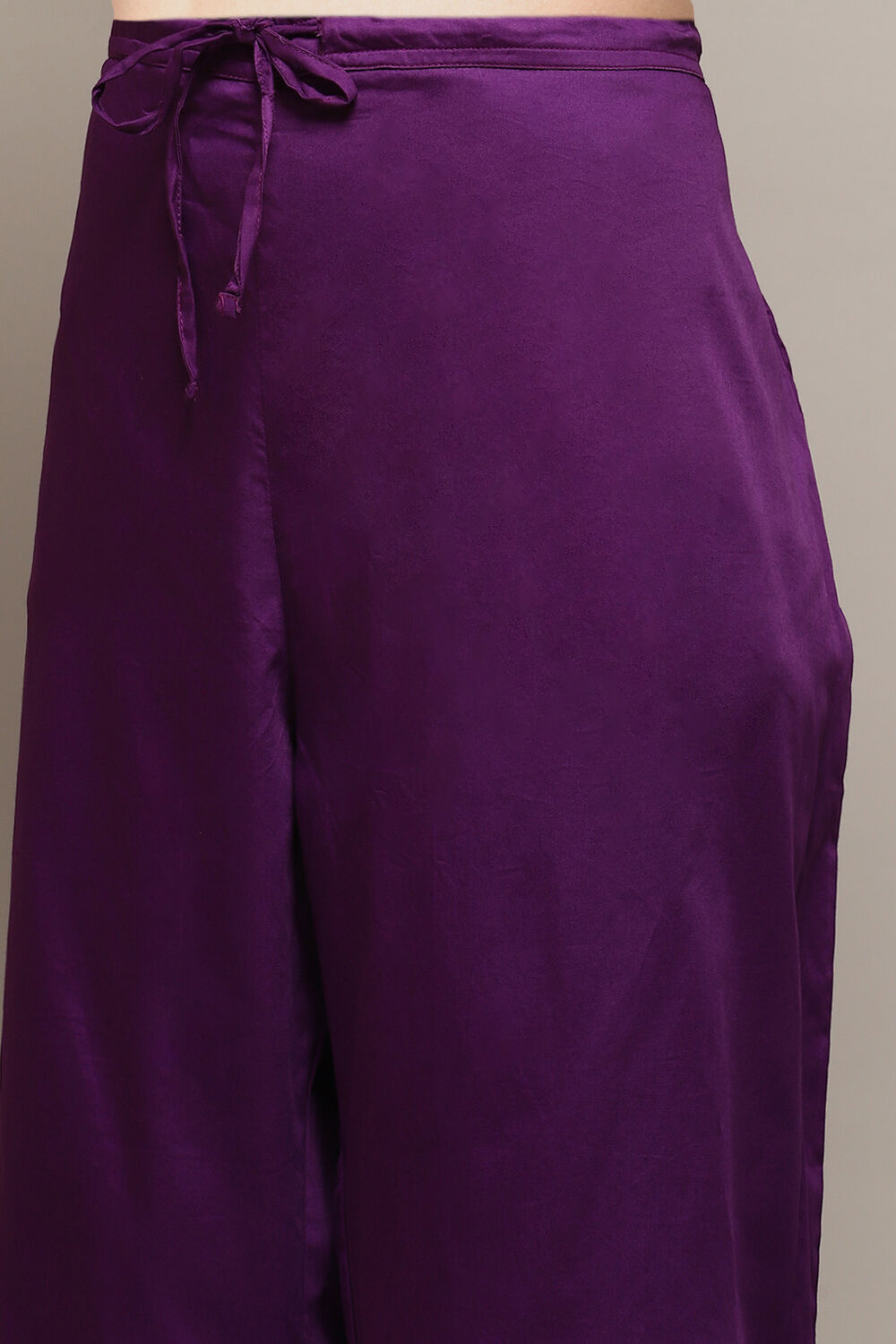 Pink Poly Chanderi A-Line Printed Kurta Palazzo Suit Set image number 2