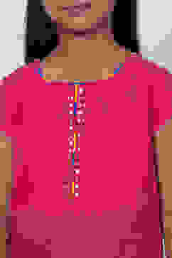 Pink Cotton Straight Kurta Capri Suit Set image number 1