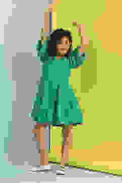 Green Cotton Schiffli Flared Dress image number 0