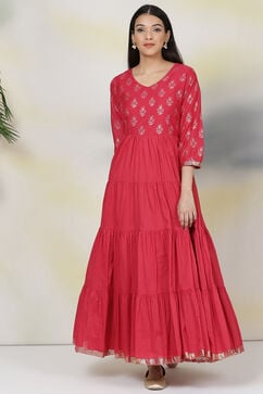 Red Cotton Fusion Dress image number 2