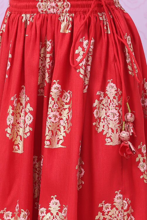 Red Art Silk Lehenga Set image number 2
