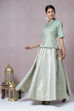 Sage Green Metallic Cotton Lehenga Set image number 0