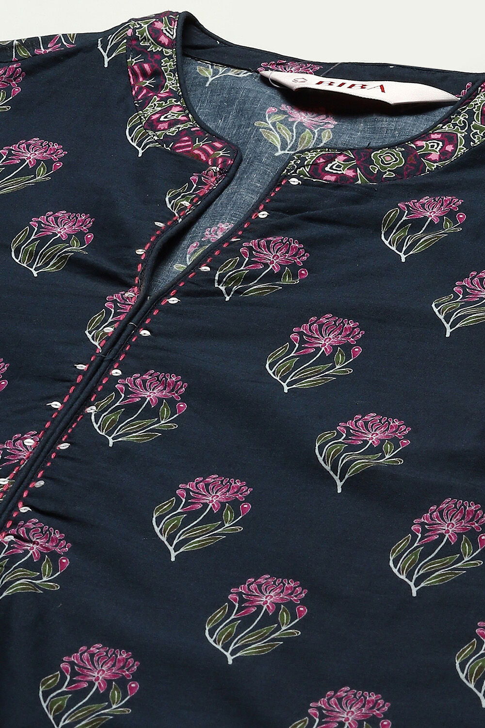 Black Cotton Straight Kurta Churidar Suit Set image number 1