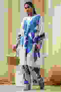 Indigo Blue and White Straight Co-ord Set image number 0