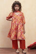Coral Pink Polyester Flared Suit Set image number 6