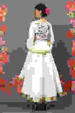 Rohit Bal Off White Cotton Blend Anarkali Kurta Suit Set image number 4