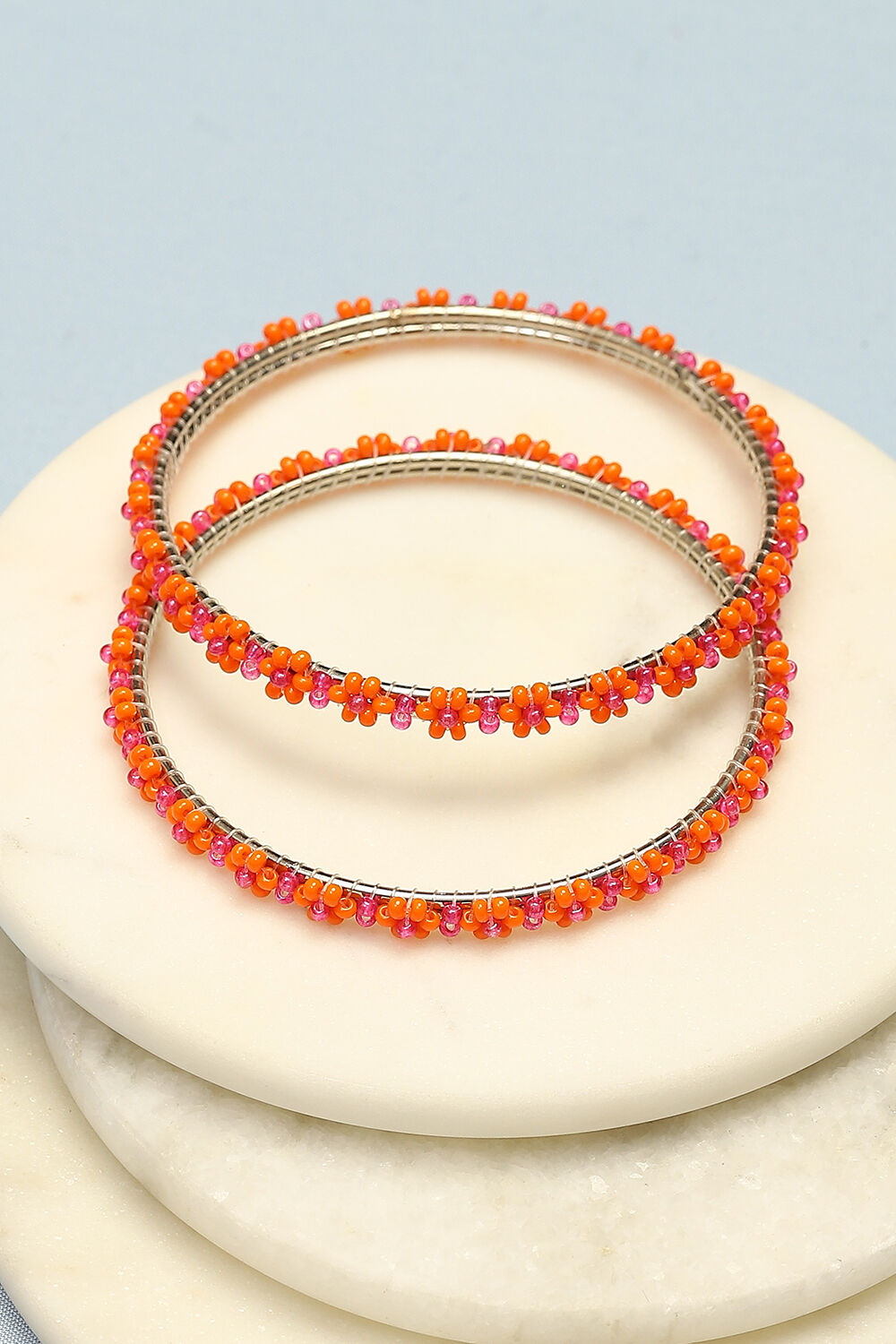 Pink Orange Metal Beads Kids Bangles