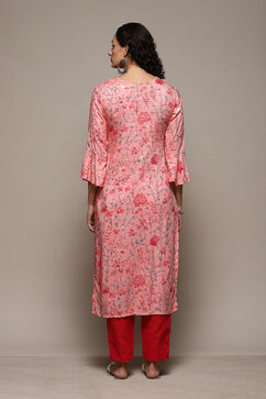 Pink Modal Machine Embroidered Unstitched Suit Set image number 5