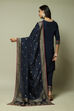 Navy LIVA Straight Kurta Salwar Kurta Salwar Suit Set image number 6