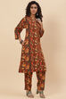 Brown Rayon Co-ord Set Kurta Relaxed Pant Suit Set image number 5