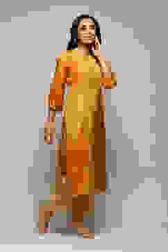 Yellow Viscose Straight Printed Kurta image number 3