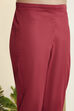 Red Cotton Straight Suit Set image number 2