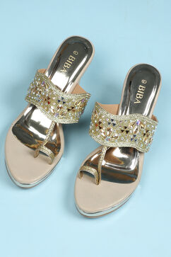 Gold Embellished Sandals image number 5