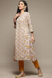 Yellow Carbon Cotton Straight Printed Kurta image number 3