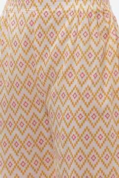 Yellow Cotton Screen Print Unstitched Suit Set image number 2