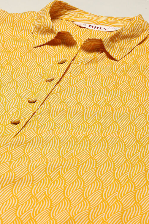 Yellow Rayon Straight Printed Kurta image number 1