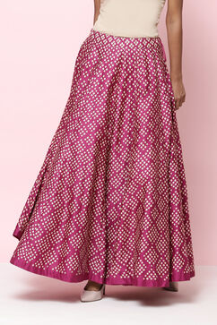 Magenta Flared Cotton Skirts image number 0