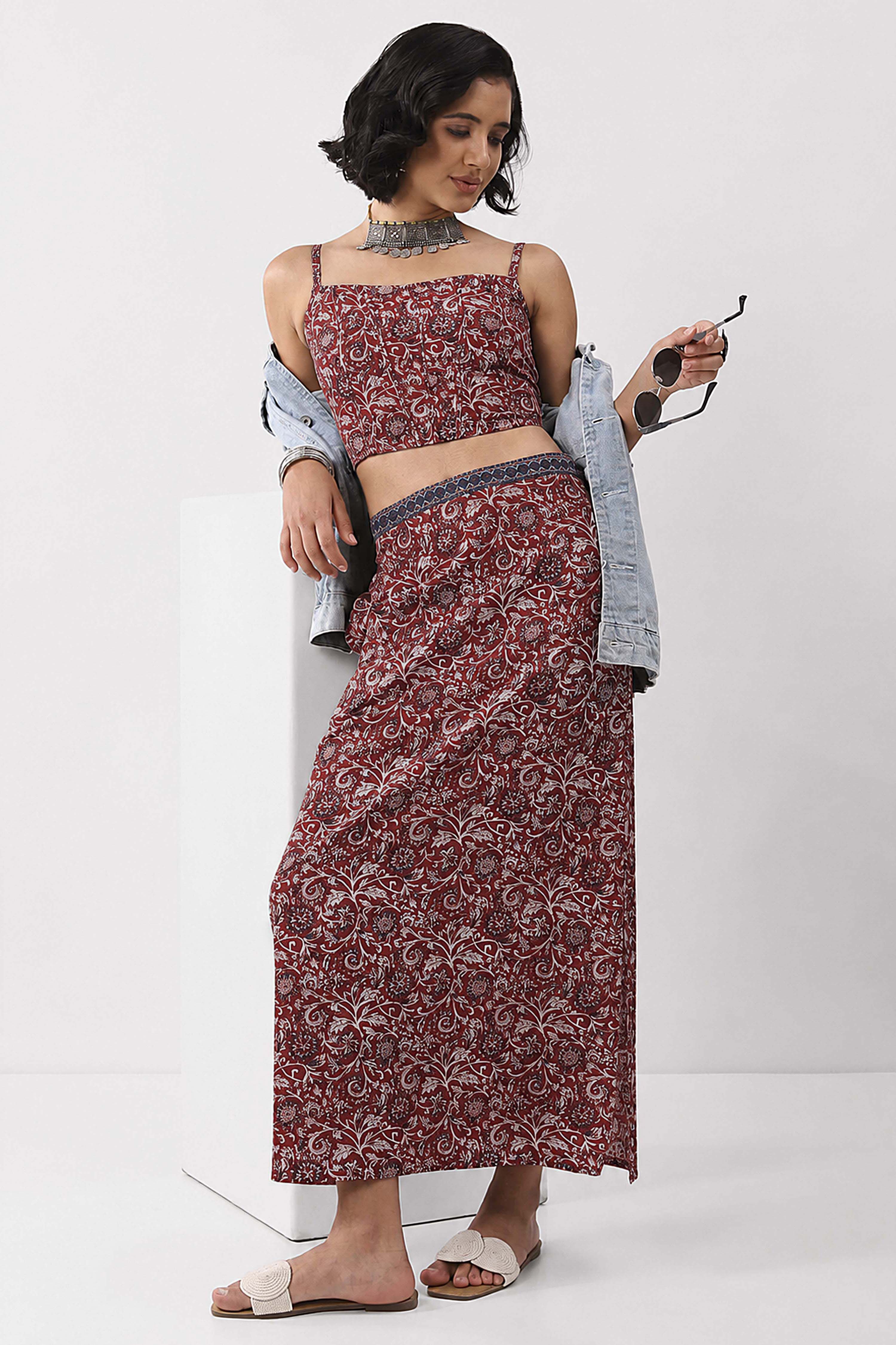 Blue Cotton Printed Skirt image number 0