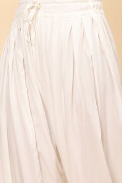 White Rayon Asymmetric Kurta Salwar Pant Suit Set image number 3