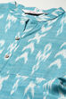 Turquoise Cotton IKAT Flared Yarndyed Kurta image number 1