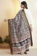Black Chennur Silk Floral Printed Dupatta image number 5