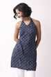 Indigo Cotton Printed A Line Short Kurti image number 5